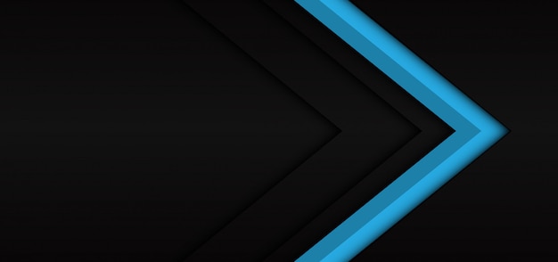 Abstract blue arrow dark shadow direction on black modern futuristic background.