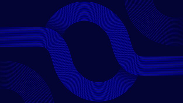 Abstract blue circular wave pattern with curved lines on a dark background