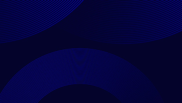 Abstract blue circular wave pattern with curved lines on a dark background