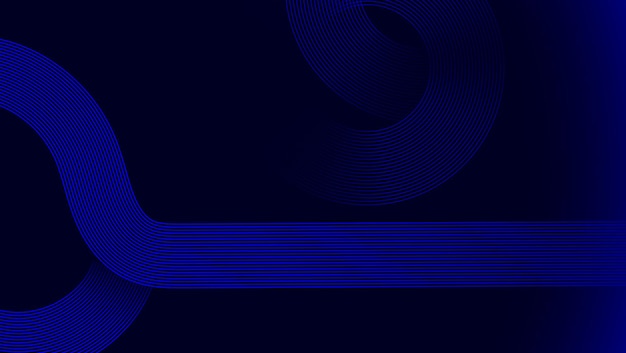 Abstract blue circular wave pattern with curved lines on a dark background