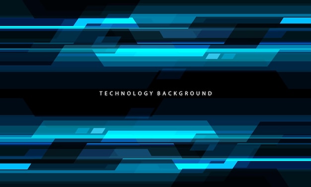 Abstract blue cyber light geometric technology futuristic overlap black modern background vector