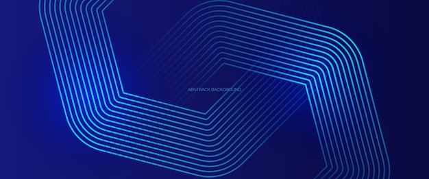 Abstract blue glowing geometric lines on dark blue background Modern shiny blue hexagon lines