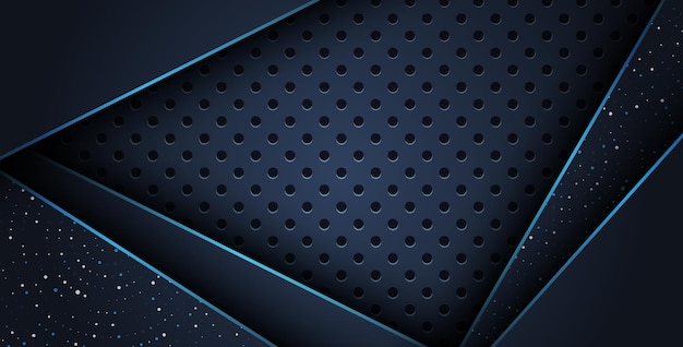 abstract blue line overlap on glitters dots luxury with dark circle mesh modern background eps10 vector
