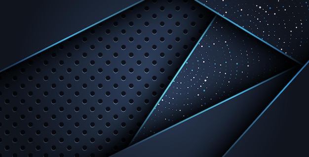 abstract blue line overlap on glitters dots luxury with dark circle mesh modern background eps10 vector
