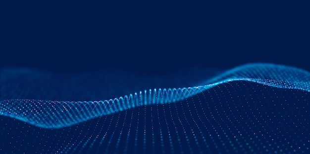 abstract blue particle background flow wave with dot landscape technology vector illustration