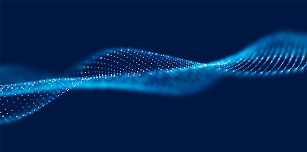 Abstract blue particle background Flow wave with dot landscape