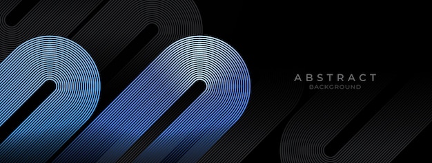 Abstract blue round geometric on dark background Shiny blue gray diagonal stripes lines