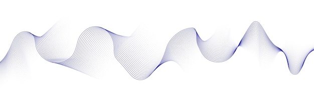 Abstract blue smooth wave on a white background Dynamic sound wave Design element Vector illustration