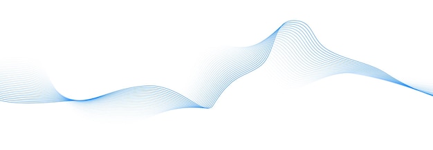 Abstract blue smooth wave on a white background Dynamic sound wave Design element Vector illustration