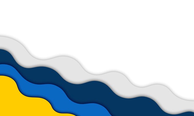 Abstract blue, yellow and gray wavy shape with shadow. Background for designs.