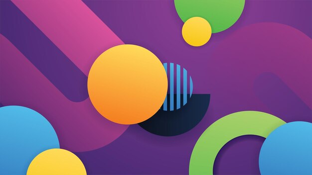 Abstract blue yellow and pink background with waves and circles