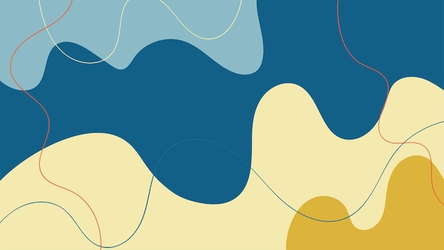 Abstract Blue Yellow Line Flowing Wave Background