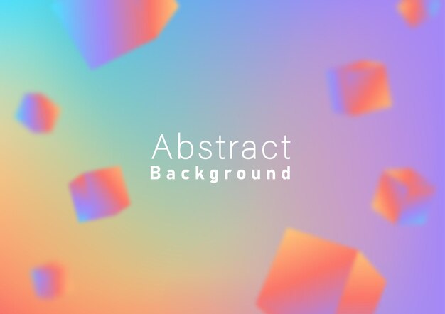Abstract blurred gradient pastel color background and cube shape object vector illustration template