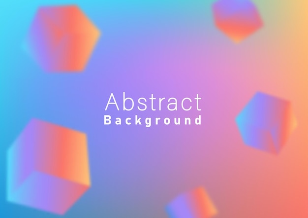 Abstract blurred gradient pastel color background and cube shape objects vector template