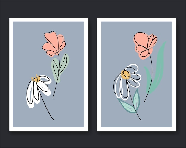 Abstract botanical foliage minimal plant hand drawing set for wallpaper decoration