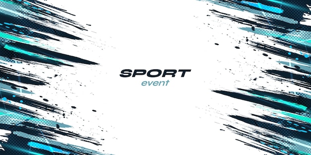 abstract brush background with halftone style sport background with blue brush scratch and texture elements for design