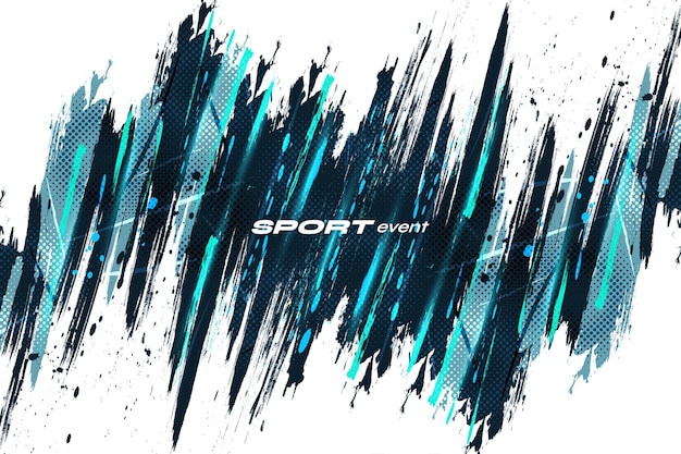 abstract brush background with halftone style sport background with blue brush scratch and texture elements for design