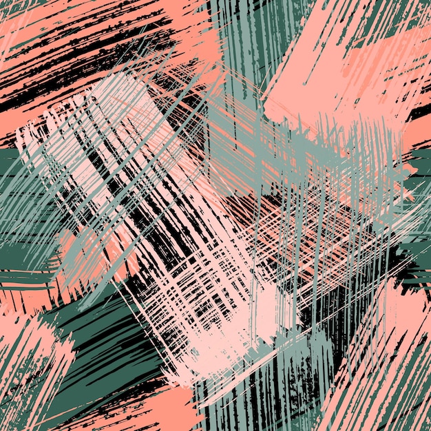 Abstract brush strokes with texture brush vector seamless pattern