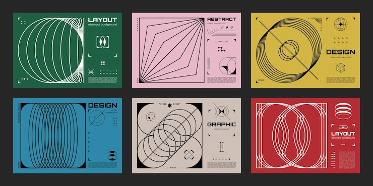 Vektör abstract brutalism posters and banners vector set
