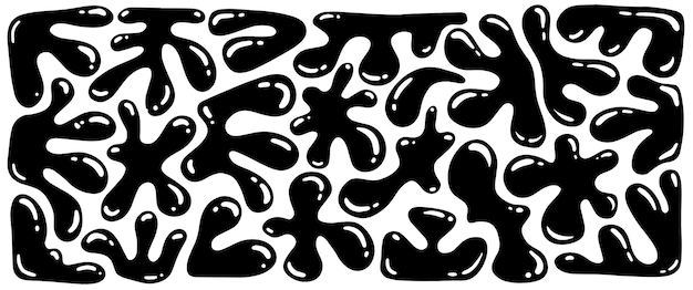 abstract bubble amoeba shapes elements set funky balloon organic elements signs with glare in trendy