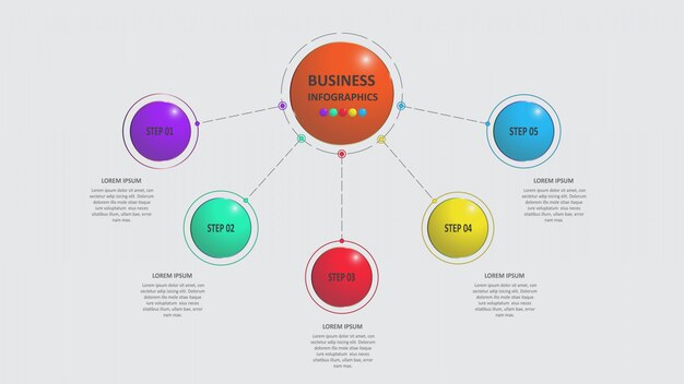 abstract business infographics in the form of colored forms connected with each other by lines and steps.
