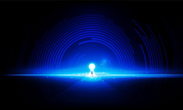 abstract businessman arrow up of key door or interest open businessman light technology background hitech communication concept innovation background vector design