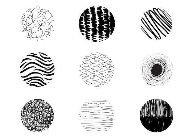 Abstract circle round shape texture backgrounds Line doodle spots wave drops curve patterns