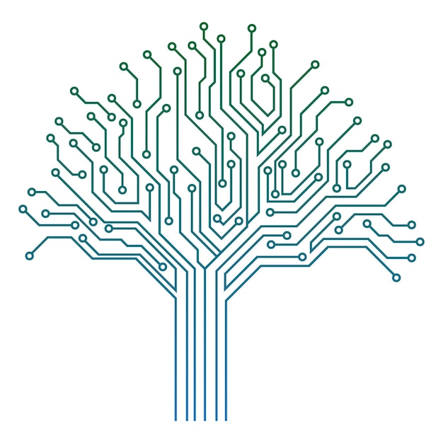 Abstract Circuit Tree Vector icon