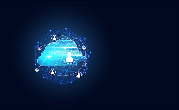 Abstract cloud technology with big data and people Connection