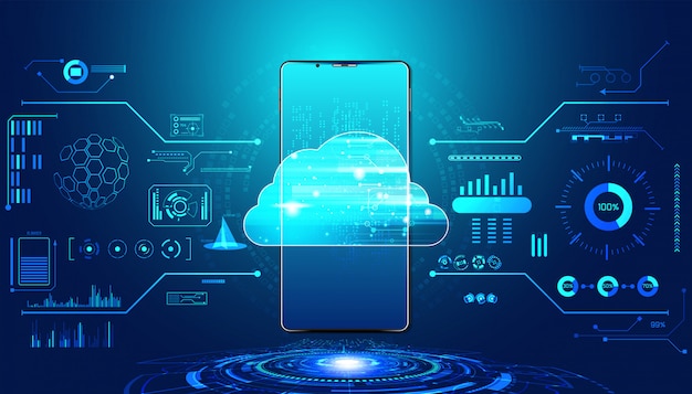 Abstract cloud technology with big data and smartphone Connection