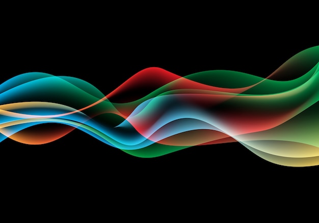 Abstract color wave smoke on black background.