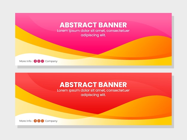Abstract colored pink and red waves banner backgrounds template