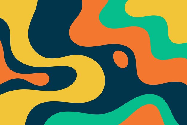 abstract colorful flat liquid waves background orange green yellow and black wavy shapes