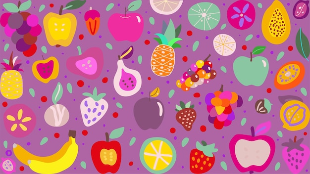 Abstract Colorful Fruits Vector Background for Modern Designs