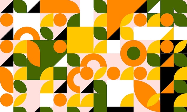 Abstract colorful geometric bauhaus pattern background design vector for web banner and prints