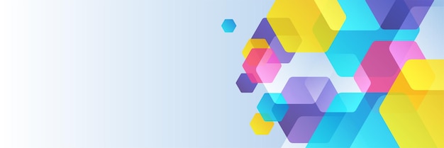 Abstract colorful hexagons banner background. Vector abstract graphic design banner pattern background template for wallpaper, template, poster, backdrop, book cover, brochure, leaflet, flyer
