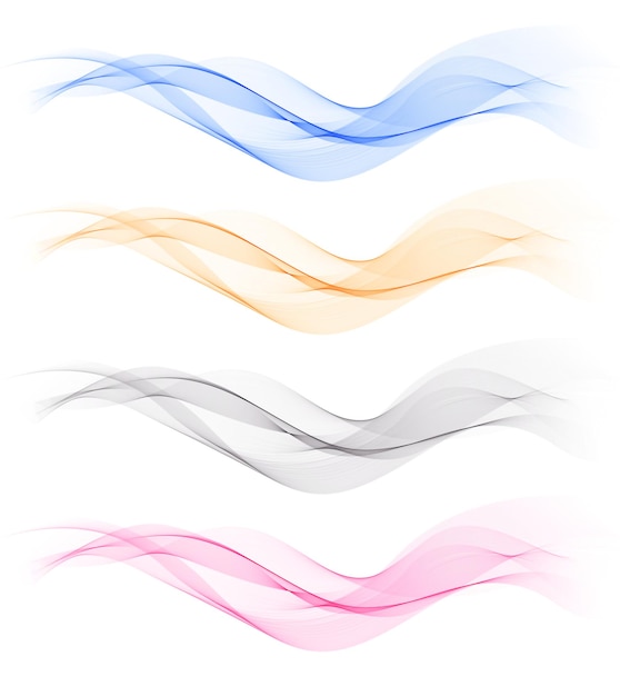 Abstract colorful line wave Set