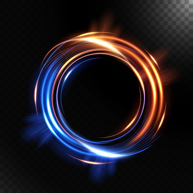 Abstract colorful luminous swirling, isolated on dark background.  