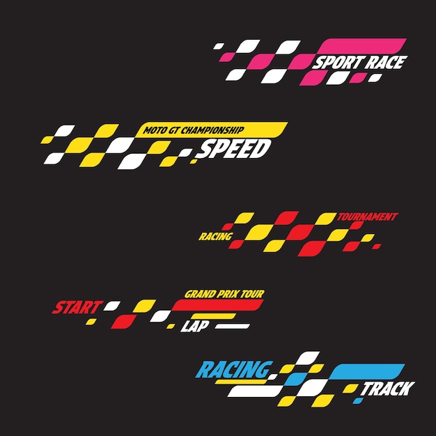 Abstract colour checkered text set