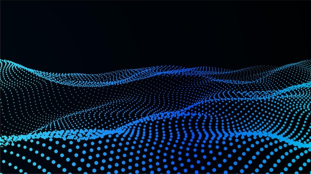 Abstract colour wave dots on black background 3d Big data Network connection Technology background