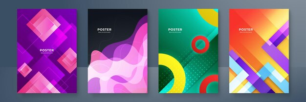 Abstract colourful trendy gradient flowing geometric pattern background texture for poster cover design Minimal color gradient banner template Modern vector wave shape for brochure and social media