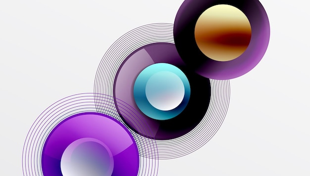 Abstract composition of overlapping circles with smooth gradients and transparency effects Clean and modern design emphasizing depth symmetry a minimal aesthetic