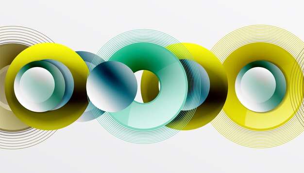 Abstract composition of overlapping circles with smooth gradients and transparency effects Clean and modern design emphasizing depth symmetry a minimal aesthetic