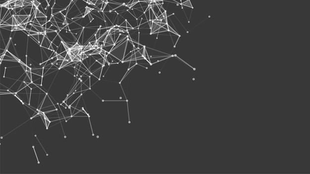 Abstract composition with connecting dots and lines and triangles on the backround Plexus effect