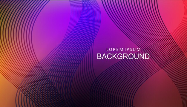 Abstract composition with gradient of different colors wavy thin lines
