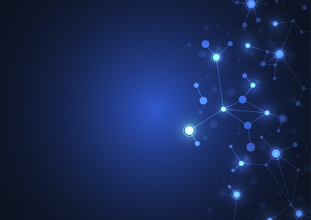 Abstract connecting dots and lines. Connection science background. 