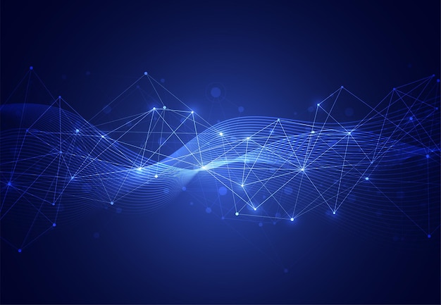 Abstract connecting dots and lines with geometric background Modern technology connection science Polygonal structure background Vector illustration