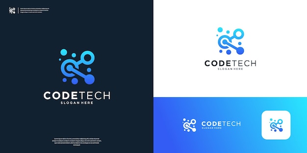 Abstract connection coding programing logo design