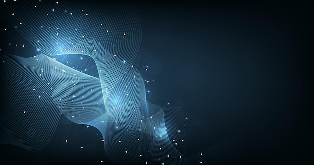 Abstract connection on dark blue background