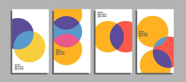 Abstract covers set minimal covers design Round circle geometric background Vector illustration